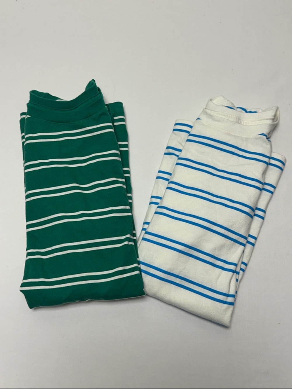 Cat & Jack Green & White Stripe Tee and White & Blue Stripe Tee - Short Sleeve
